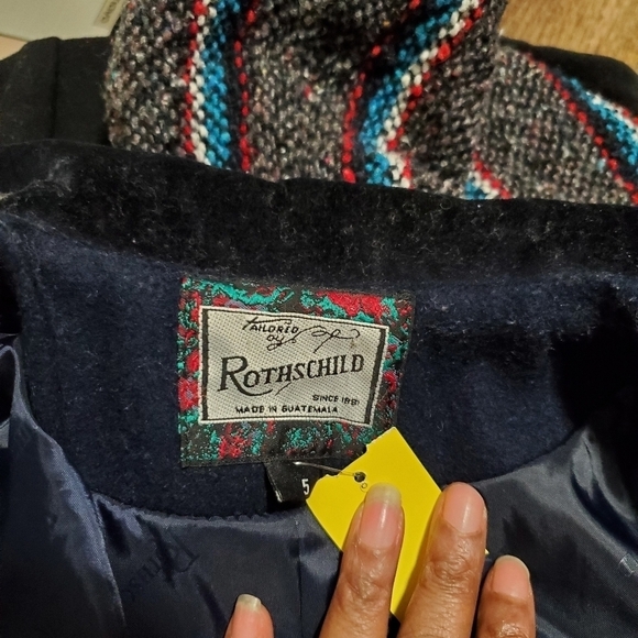 Rothschild Girls Dress Coat Size 5 Blue Jewl Wool Flower Trim Lined - Picture 7 of 9